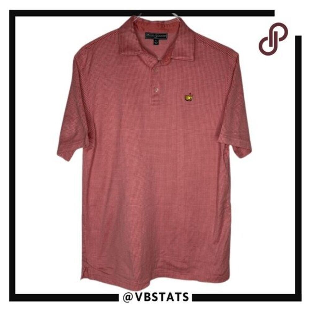 Masters Collection Men's Knit Checkered‎ Pima Cotton Polo Shirt Pink Size Large